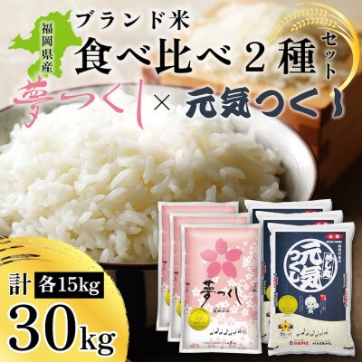 新米!!令和6年産 福岡県産米 (夢つくし・元気つくし) 合計30kg 各5kg×3袋(春日市)