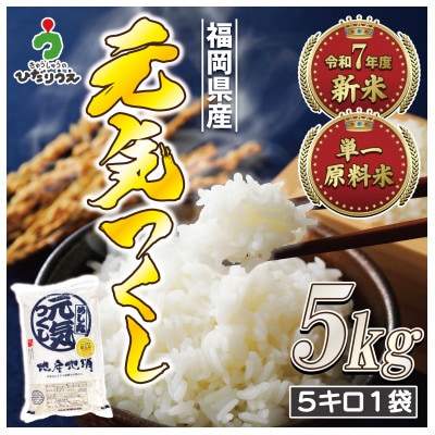 JAよりお届け!福岡県ブランド米「元気つくし」5kg(春日市)
