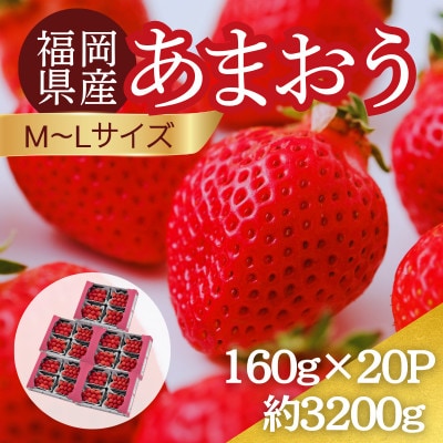 【2027年3月～4月】うるう農園のあまおう(MLサイズ)約160g×20パック (春日市)