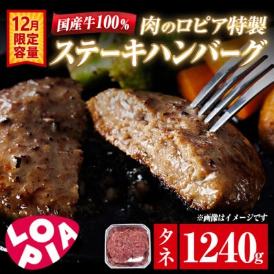 【12月限定】国産牛100%!肉のロピア特製 ステーキハンバーグ　1240g