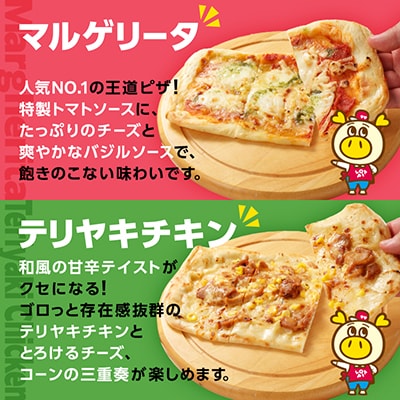 【2ヵ月毎定期便】人気の冷凍ピザ3種(マルゲリータ・テリヤキ・ベーコンポテト)各3枚　全6回