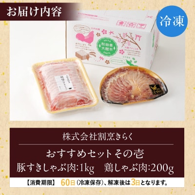 おすすめセット～その壱～(大館北秋田産豚すきしゃぶ肉&比内地鶏しゃぶ肉)