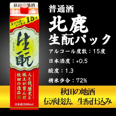 北鹿　生もとパック　2000ml ×6本