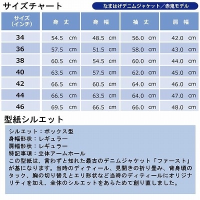 秋田の拘りなまはげジーンズ「デニムジャケット」赤鬼モデル46インチ