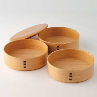 【大館曲げわっぱ】三段重(大)木目