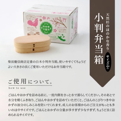 【大館曲げわっぱ】白木 小判弁当箱(中)