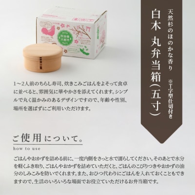 【大館曲げわっぱ】白木 丸弁当箱(五寸)※T字型仕切付き