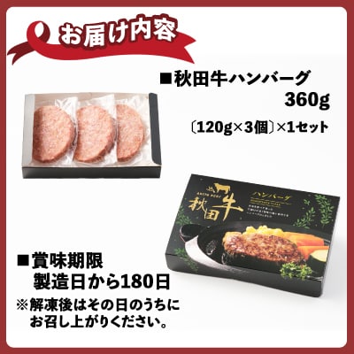 秋田牛ハンバーグ120g×3個セット