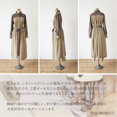 【洗える】マルチWAYミリタリーワンピース(カーキ)