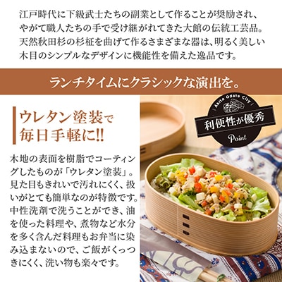 【大館曲げわっぱ】小判弁当(中)令和版あづま袋「からしいろ」セット