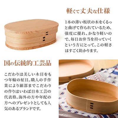 【大館曲げわっぱ】小判弁当(中)令和版あづま袋「からしいろ」セット