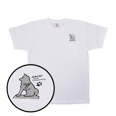 HACHI100オリジナルハチ公像TシャツL&(HACHI100オリジナルコットン巾着)