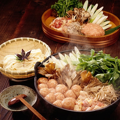 比内地鶏稲庭うどん鍋