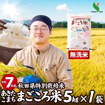 【令和7年産】秋田県特別栽培米あきたこまちまごころ米(無洗米)5kg【ふるさと納税3.0】