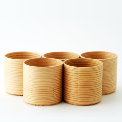 【大館曲げわっぱ】曲げぐい呑み 5個セット 