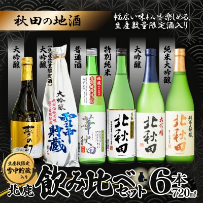 生産本数限定酒入り北鹿飲み比べ6本セット(夢の幻、雪中貯蔵入り)