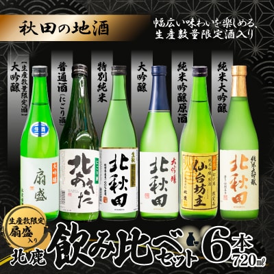 生産本数限定酒入り北鹿飲み比べ6本セット(北あきた　にごり酒、扇盛入り)