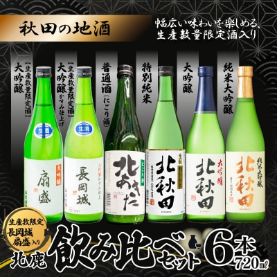 生産本数限定酒入り北鹿飲み比べ6本セット(長岡城、扇盛入り)