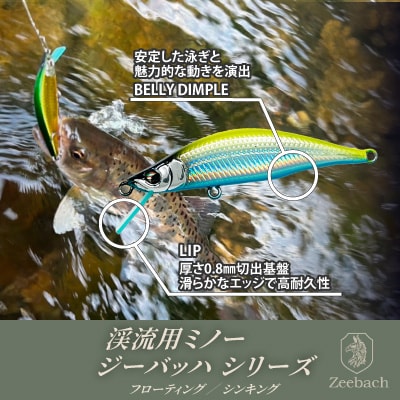渓流用ミノーZeebach50Sアクアマリン