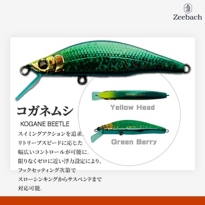 渓流用ミノーZeebach50Fコガネムシ