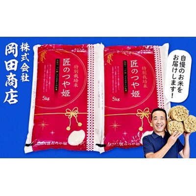 【令和3年産】特別栽培米「匠のつや姫」5kg×2袋【212】
