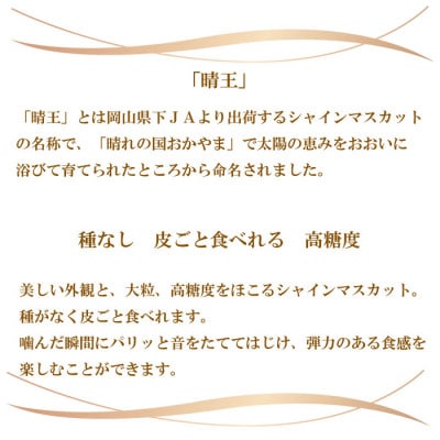 【2025年8月発送】ご家庭用 岡山県産 シャインマスカット 晴王 600g×1房