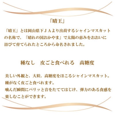 【2025年8月発送】ご家庭用　岡山県産　シャインマスカット　晴王　1.5kg(3～6房)
