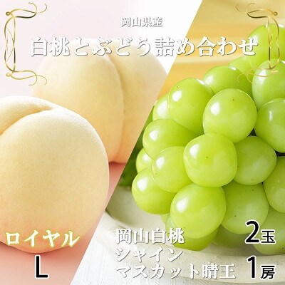 岡山県産　岡山白桃ロイヤルLサイズ200g×2玉・シャインマスカット晴王400g×1房　詰合せ