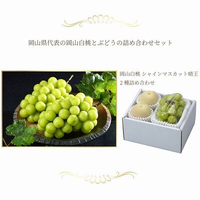 岡山県産　岡山白桃ロイヤルLサイズ200g×2玉・シャインマスカット晴王400g×1房　詰合せ