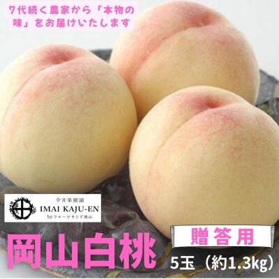 【2026年発送】岡山県産 白桃 5玉 約1.3kg