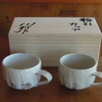 粉引夫婦マグカップ(桐箱入) 50-3　