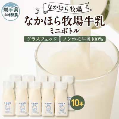 【毎月定期便】なかほら牧場 牛乳ミニボトル 10本全3回