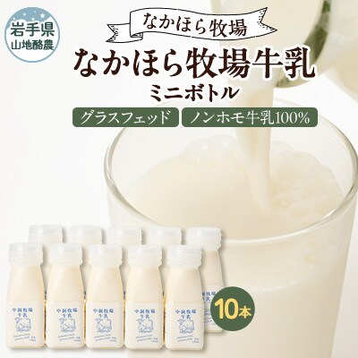【毎月定期便】なかほら牧場 牛乳ミニボトル 10本全6回