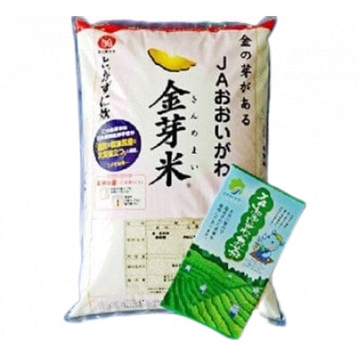 静岡県産　JAおおいがわ「金芽米5kg(無洗米)」・「JAおおいがわのお茶80g」セット