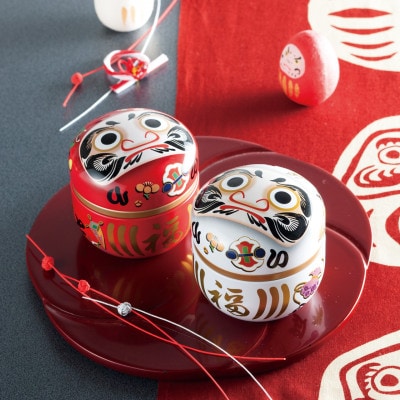 縁起のよい 「願掛けだるま缶2缶」(80g×2缶)　深蒸し茶