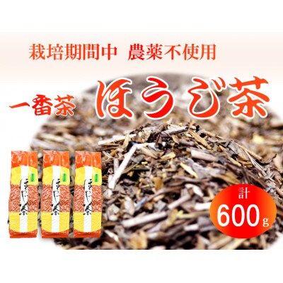 栽培期間中農薬不使用 一番茶 ほうじ茶 600g(200g×3袋)