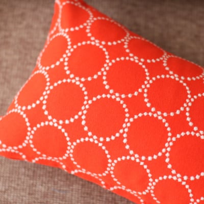 ミニクッション 長方形 タンバリン生地 オレンジ (if2125)