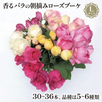静岡県藤枝市　香るバラの朝摘みローズブーケ　生花 ギフト　Lサイズ