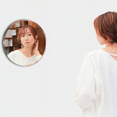 賃貸OK　壁掛けミラー　丸い鏡 【クリスタルラウンド】　1点