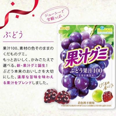 明治 果汁グミ ぶどう&温州みかん 54g×各10個 着色料不使用