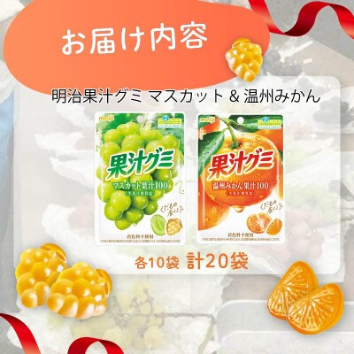 明治 果汁グミ マスカット&温州みかん 54g×各10個 着色料不使用