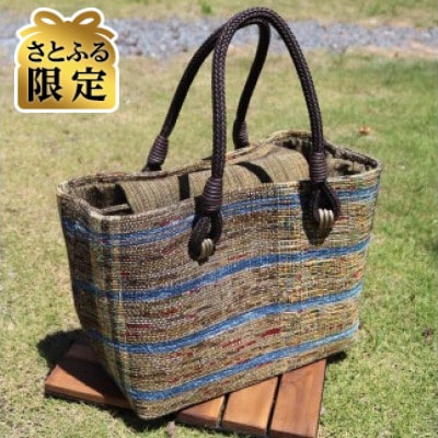 【さとふる限定】【裂き織り工房ノエ】ボックス型バック 黄緑系