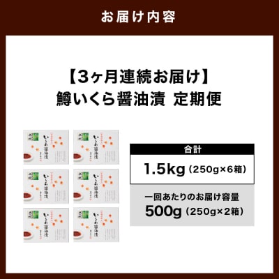 【3ヶ月連続お届け】鱒イクラ醤油漬 250g×2箱:定期便【er002-029-a】