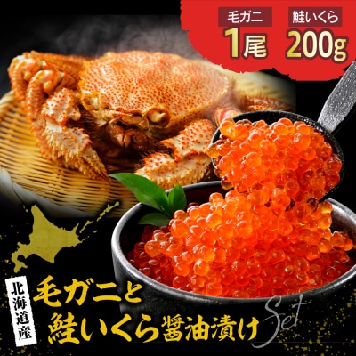北海道産毛ガニ1尾と北海道産鮭いくら醤油漬け200g【er018-023】