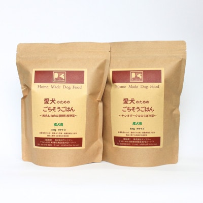 ドッグフード【愛犬のためのごちそうごはん～2種セット～】成犬用 400g×2袋