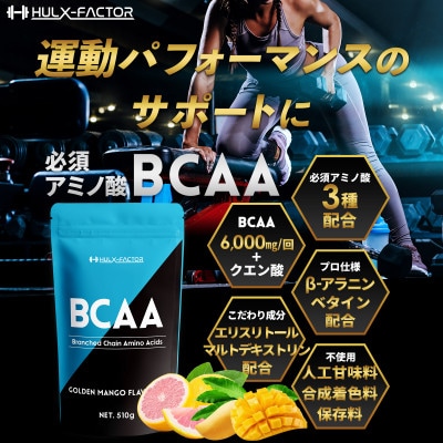 ハルクファクター BCAA ゴールデンマンゴー風味 510g パウダー 人工甘味料不使用 サプリ