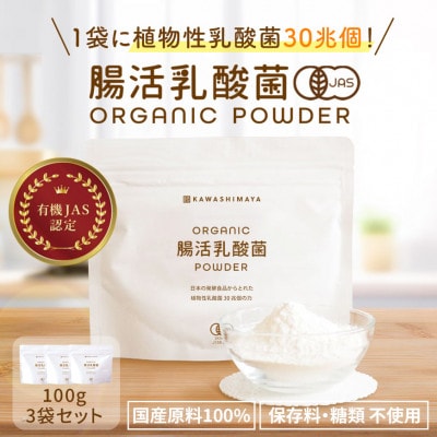 日本の発酵食品からとれた「オーガニック腸活乳酸菌パウダー」100g×3袋セット