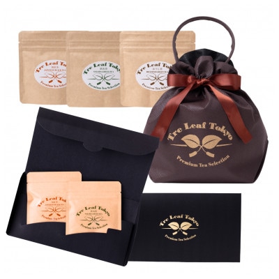 Tre Leaf Tokyo 東京狭山茶ティーバックギフトセット　黒ケース・不織布バック　各1セット
