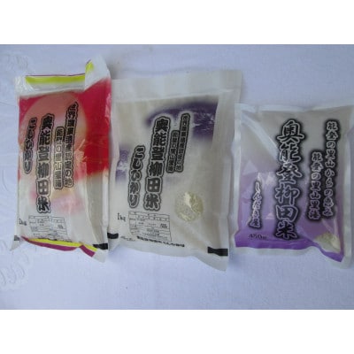 令和7年産　奥能登柳田米こしひかりミニ3　2Kg×1Kg×450g=3.45kg　精米