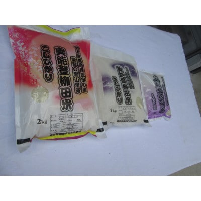 令和7年産　奥能登柳田米こしひかりミニ3　2Kg×1Kg×450g=3.45kg　精米